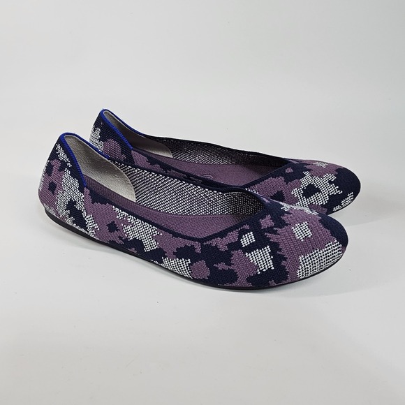 Rothy's Shoes - Rothys The Flat Womens 10 Purple Violet Gray Botanicamo Floral Camo Knit Comfort